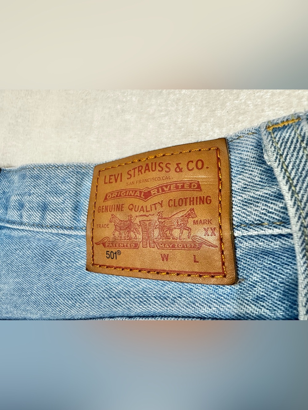 Levi's Original 501 Light Blue High-Rise Cutoff Denim Shorts Size 28 - Picture 9 of 13